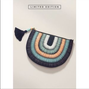 NWT Stella & Dot Navy Semi Circle Beaded Clutch